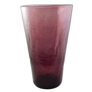 MEASUREMENTS        Amethyst Crackle Glass Round Vase Crimped Middle Elegant Des